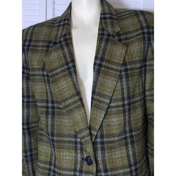 Vintage Plaid Wool Oversized Blazer Size 14 - Picture 3 of 11